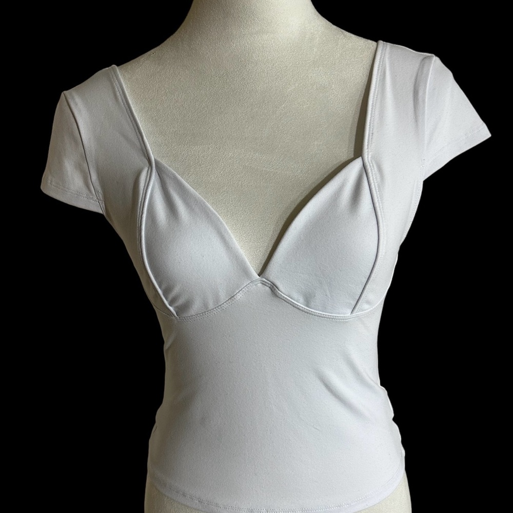 Trendy Queen V Neck, Short Sleeved T Shirt with tons of stretch.